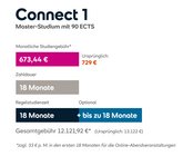 Connect 1 Master-Studium mit 90 ECTS. Monatliche Studiengebühr 673,44 €, Gesamtkosten 12.121,92 €, Dauer 18 Monate.