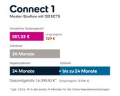 Connect 1 Master-Studium mit 120 ECTS. Monatliche Studiengebühr 587,33 €, Gesamtkosten 14.095,92 €, Dauer 24 Monate.