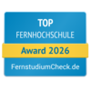 Top Fernhochschule Award 2026 von FernstudiumCheck.de, ausgezeichnet für herausragende Leistungen in der Fernbildung.