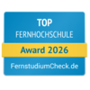 Top Fernhochschule 2026 Top Fernhochschule Award 2026 von FernstudiumCheck.de, ausgezeichnet für herausragende Leistungen in der Fernbildung.