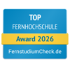 Top Fernhochschule Award 2026 von FernstudiumCheck.de, ausgezeichnet für herausragende Leistungen in der Fernbildung.