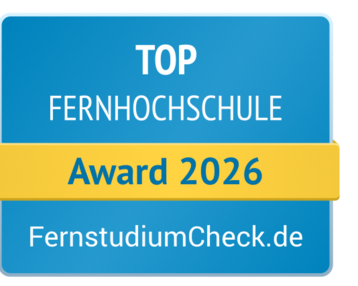 Top Fernhochschule Award 2026 von FernstudiumCheck.de, ausgezeichnet für herausragende Leistungen in der Fernbildung.