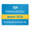 Top Fernhochschule 2026 Top Fernhochschule Award 2026 von FernstudiumCheck.de, ausgezeichnet für herausragende Leistungen in der Fernbildung.