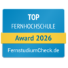 Top Fernhochschule Award 2026 von FernstudiumCheck.de, ausgezeichnet für herausragende Leistungen in der Fernbildung.