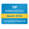 Top Fernhochschule Award 2026 von FernstudiumCheck.de, ausgezeichnet für herausragende Leistungen in der Fernbildung.