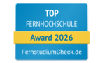 Top Fernhochschule Award 2026 von FernstudiumCheck.de, ausgezeichnet für herausragende Leistungen in der Fernbildung.