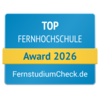 Top Fernhochschule Award 2026 von FernstudiumCheck.de, ausgezeichnet für herausragende Leistungen in der Fernbildung.