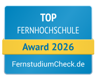 Top Fernhochschule Award 2026 von FernstudiumCheck.de, ausgezeichnet für herausragende Leistungen in der Fernbildung.