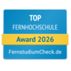 Top Fernhochschule Award 2026 von FernstudiumCheck.de, ausgezeichnet für herausragende Leistungen in der Fernbildung.