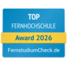 Top Fernhochschule 2026 Top Fernhochschule Award 2026 von FernstudiumCheck.de, ausgezeichnet für herausragende Leistungen in der Fernbildung.