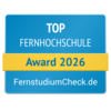 Top Fernhochschule Award 2026 von FernstudiumCheck.de, ausgezeichnet für herausragende Leistungen in der Fernbildung.