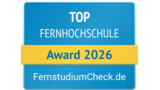 Top Fernhochschule 2026 Top Fernhochschule Award 2026 von FernstudiumCheck.de, ausgezeichnet für herausragende Leistungen in der Fernbildung.