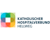 Logo des Katholischen Hospitalverbunds Hellweg mit bunten, überlappenden Formen und dem Schriftzug in blauer Schrift.