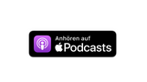 Button mit der Aufschrift "Anhören auf Apple Podcasts" und einem lila Podcast-Symbol.