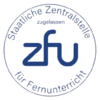 Logo der Deutschen Zentralstelle für Fernunterricht (ZFU) mit dem Schriftzug "ZFU" und dem Hinweis auf die Zulassung.